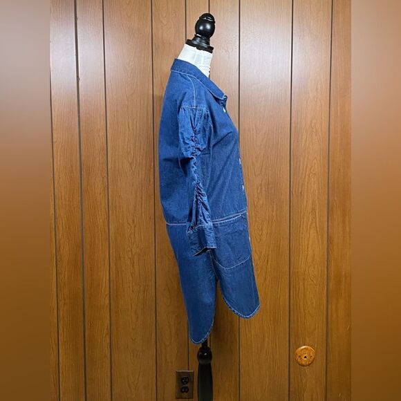 Burberry Button Down Denim High-Low Blue Jean Shirt Dress Size 4 - Picture 3 of 9